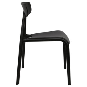 Black plastic garden chairs