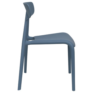 Blue plastic garden chairs