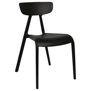 Black plastic garden chairs