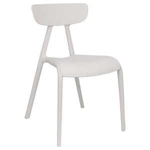 White plastic garden chairs