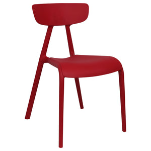 Red plastic garden chairs