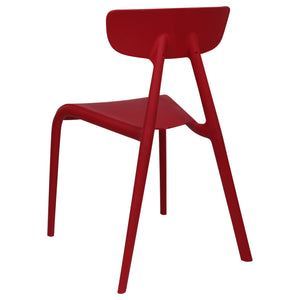 Red plastic garden chairs