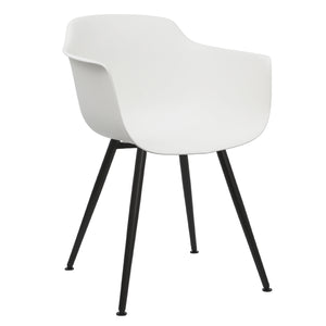White dining chairs metal legs